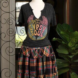 Black Plaid Flannel Skirt - Size Large - NWOT